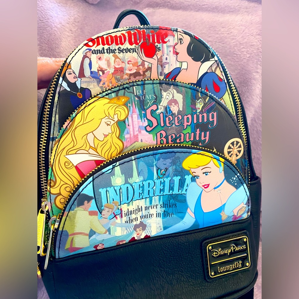Disney Renaissance era classic princesses three zip Loungefly mini backpack
